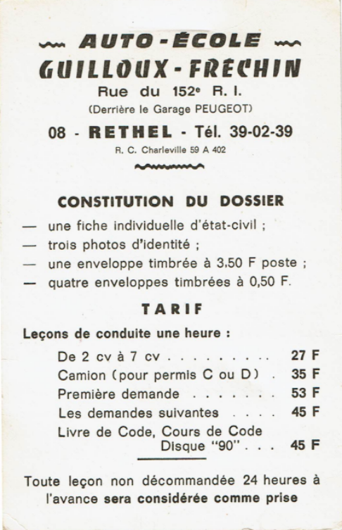 Affiche d'époque auto école Guilloux